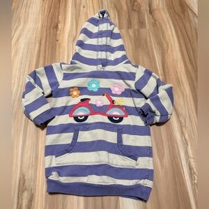 Striped Hoodie with Scooter and Floral Design